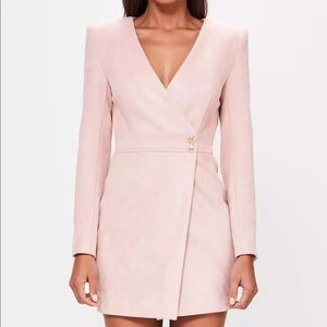 Peace + Love Nude Long Sleeve Faux Suede Wrap Dress